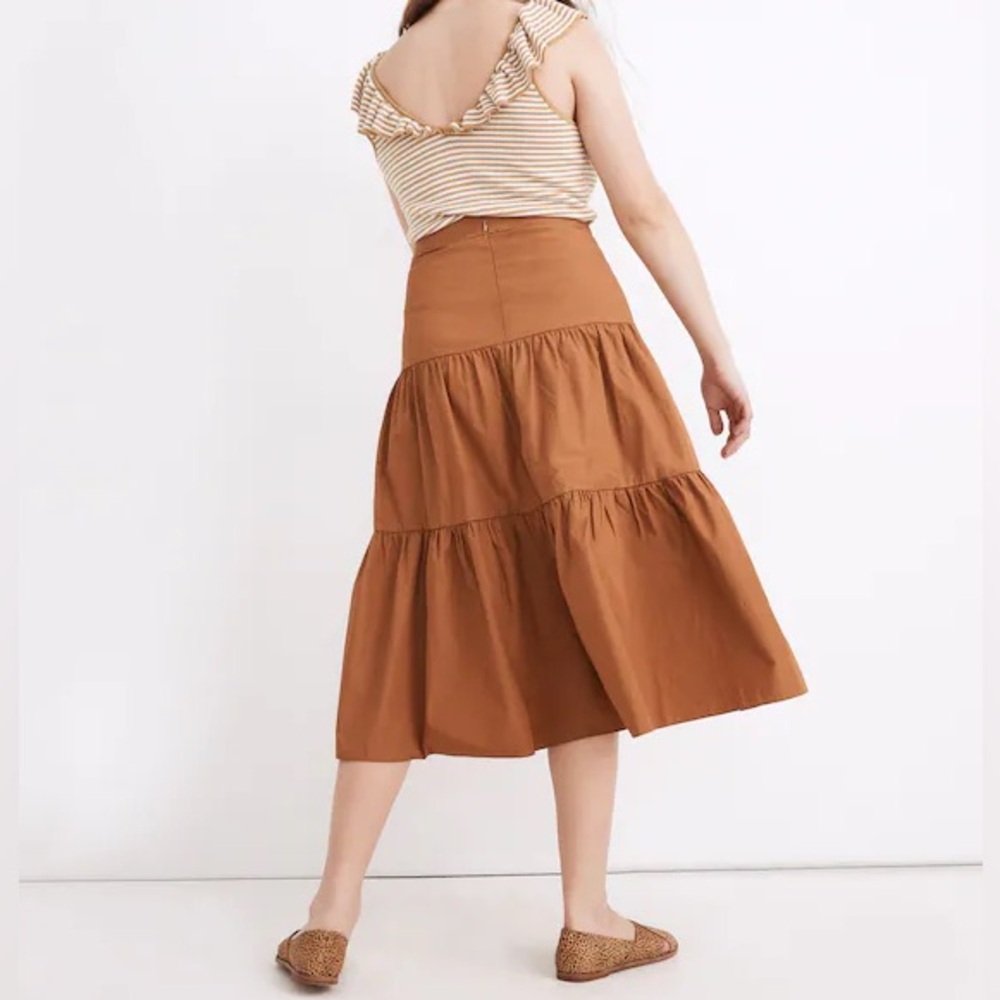 Madewell Poplin Tiered Midi Skirt